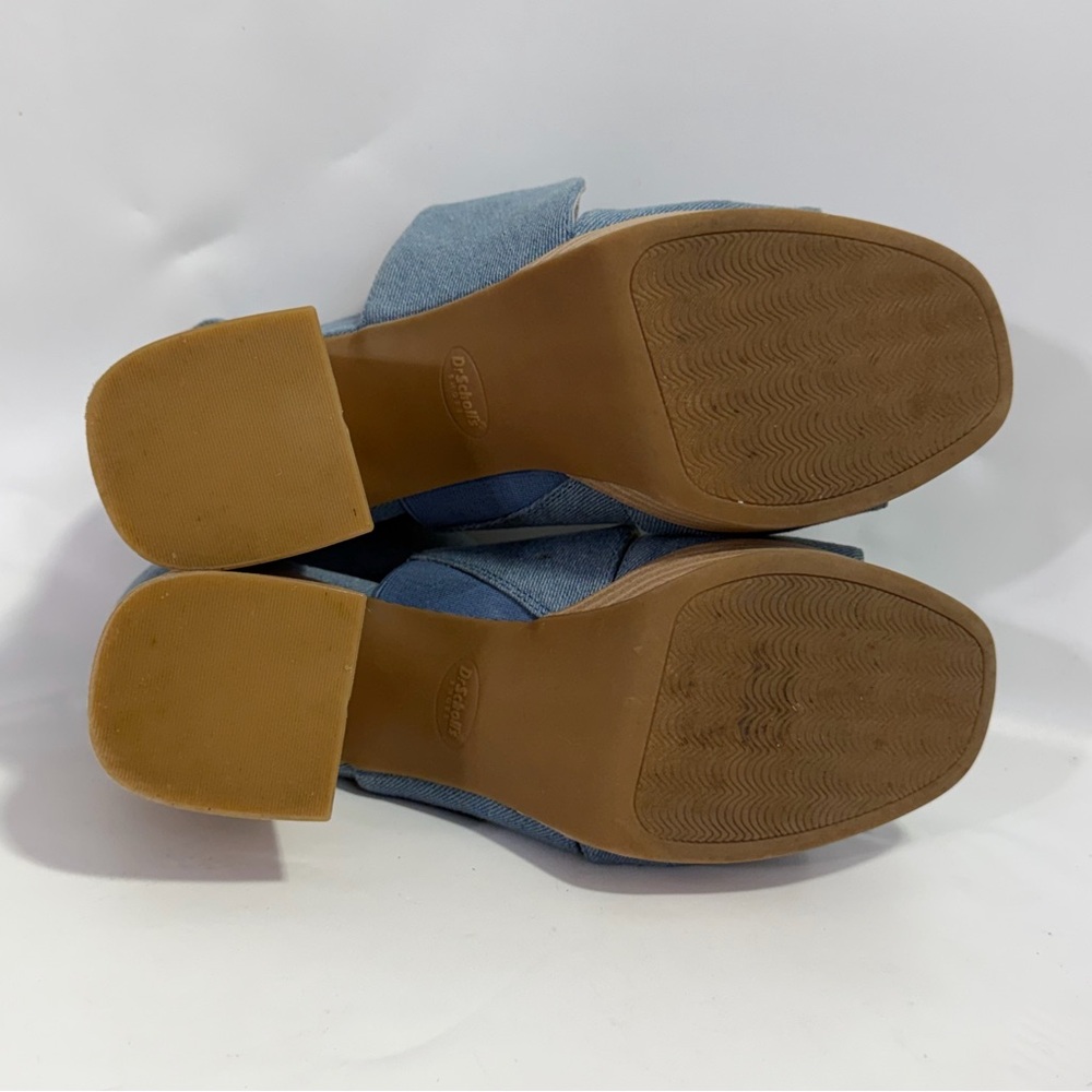 Dr Scholl’s Platform Chunky Heels Ankle Strap Sandals 8 M Blue Denim - Picture 15 of 15